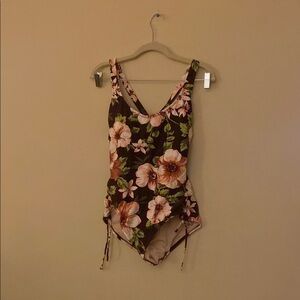 Old Navy Floral One Piece Swimsuit - Brown and Pink
